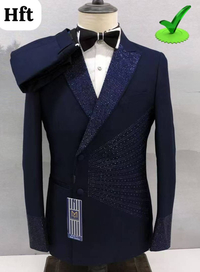 Terno casual azul escuro com detalhes TCAE-010